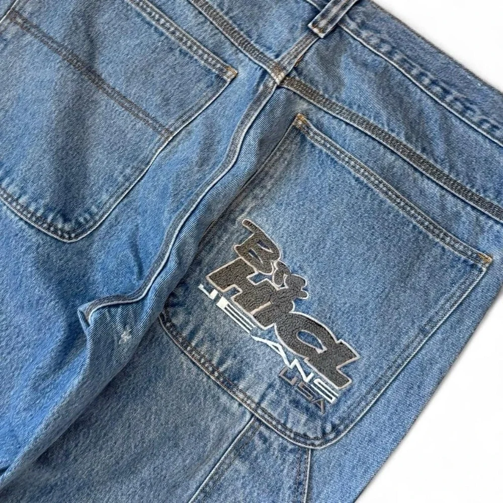 Vintage Hi Cut Line Baggy Wide Leg Carpenter Jeans Mens Size 38x32 Skater Grunge
